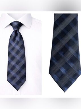 Calvin Klein Mens Silk Tie Quiet Luxury Preppy Formal Career Blue Professional